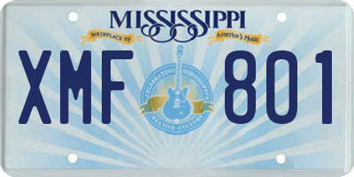 MS license plate XMF801