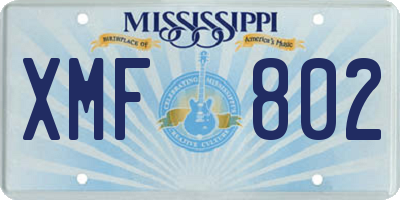 MS license plate XMF802