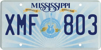 MS license plate XMF803