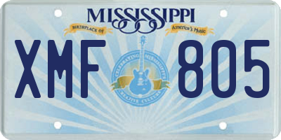 MS license plate XMF805