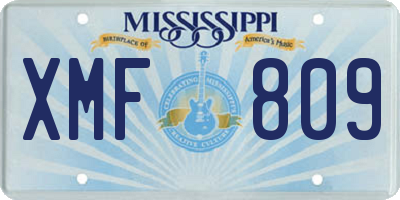 MS license plate XMF809
