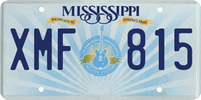 MS license plate XMF815