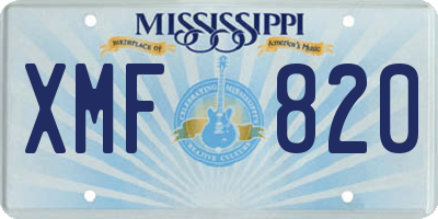 MS license plate XMF820