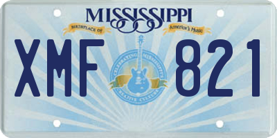 MS license plate XMF821