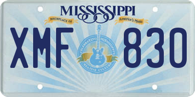 MS license plate XMF830