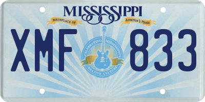 MS license plate XMF833