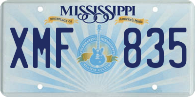 MS license plate XMF835