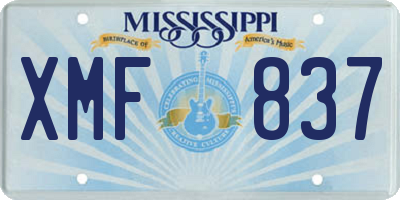 MS license plate XMF837