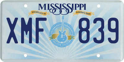 MS license plate XMF839