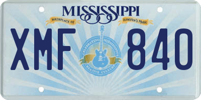 MS license plate XMF840