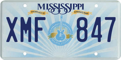 MS license plate XMF847