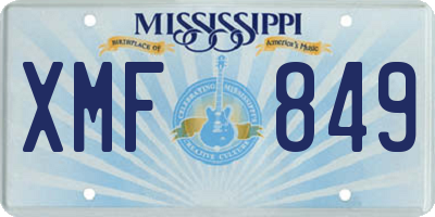 MS license plate XMF849