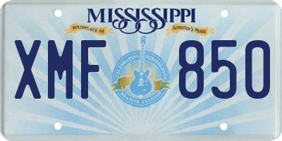 MS license plate XMF850