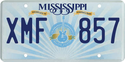 MS license plate XMF857