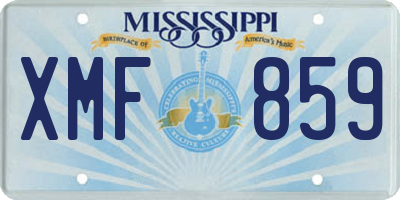 MS license plate XMF859