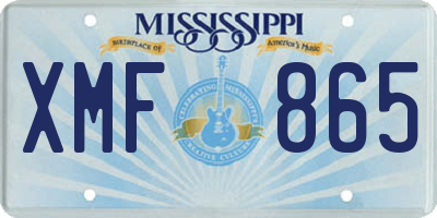 MS license plate XMF865