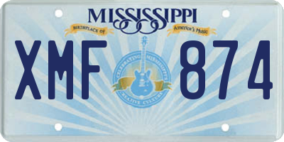 MS license plate XMF874