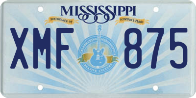 MS license plate XMF875