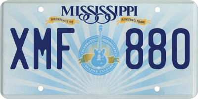 MS license plate XMF880