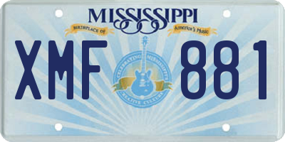MS license plate XMF881