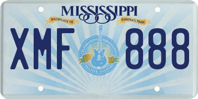 MS license plate XMF888