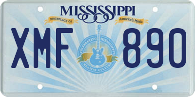 MS license plate XMF890