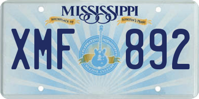 MS license plate XMF892