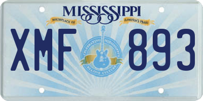 MS license plate XMF893