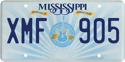 MS license plate XMF905