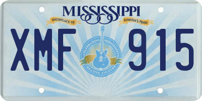 MS license plate XMF915