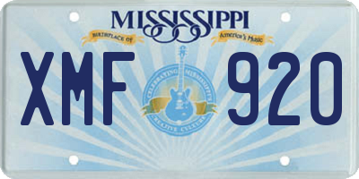 MS license plate XMF920