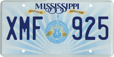 MS license plate XMF925
