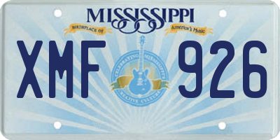 MS license plate XMF926