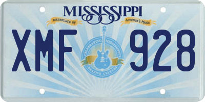 MS license plate XMF928