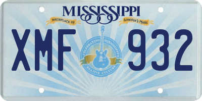 MS license plate XMF932