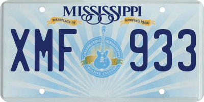 MS license plate XMF933