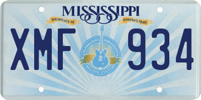 MS license plate XMF934
