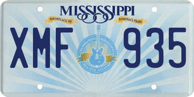 MS license plate XMF935