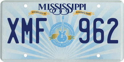 MS license plate XMF962
