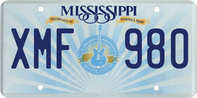 MS license plate XMF980