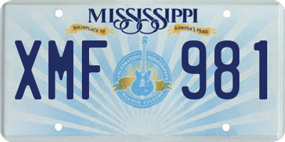 MS license plate XMF981