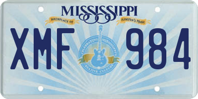 MS license plate XMF984