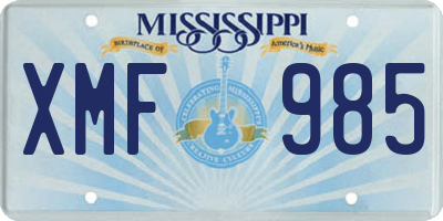 MS license plate XMF985