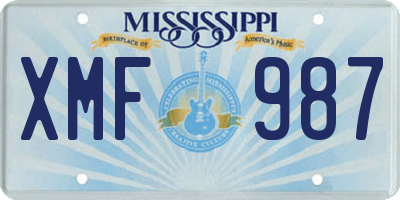 MS license plate XMF987