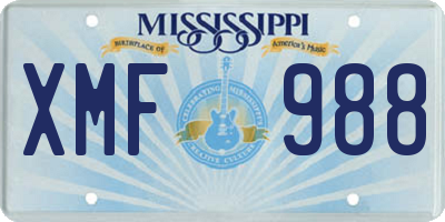 MS license plate XMF988