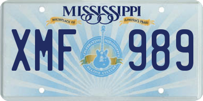 MS license plate XMF989