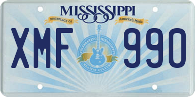 MS license plate XMF990