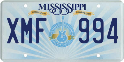 MS license plate XMF994