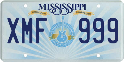 MS license plate XMF999