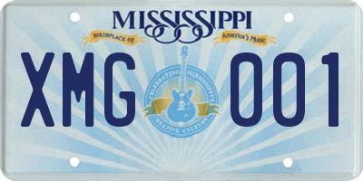 MS license plate XMG001